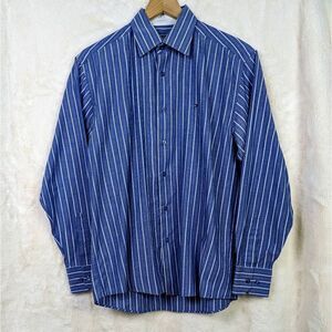 VTG Tommy Hilfiger Men’s Large Blue White Striped Long Sleeve Button Down Shirt